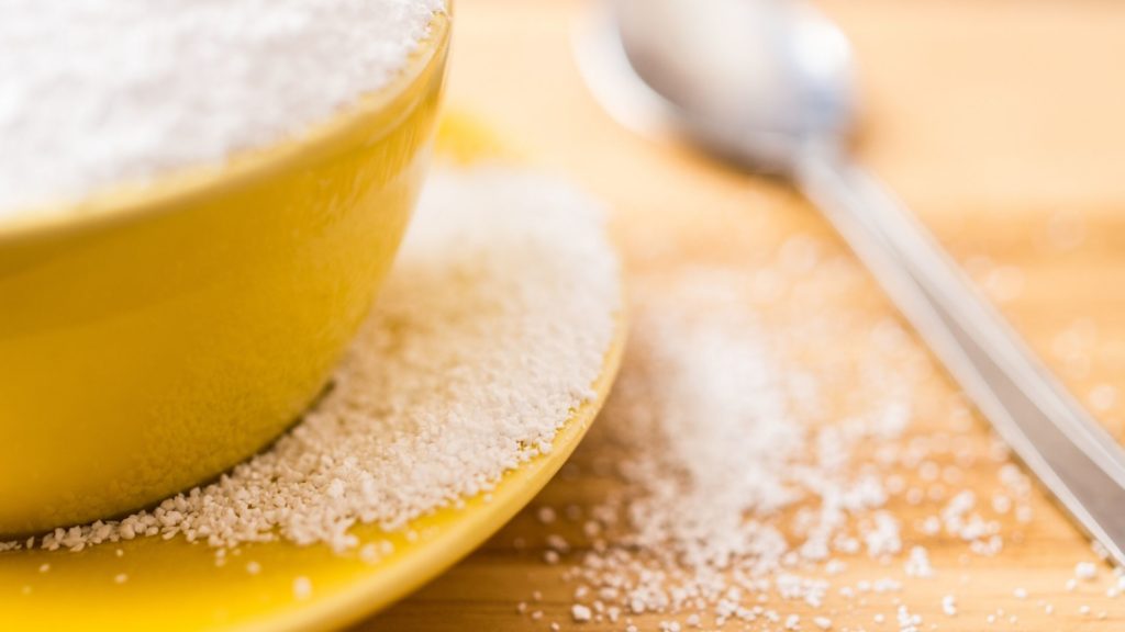 yellow bowl of sugar