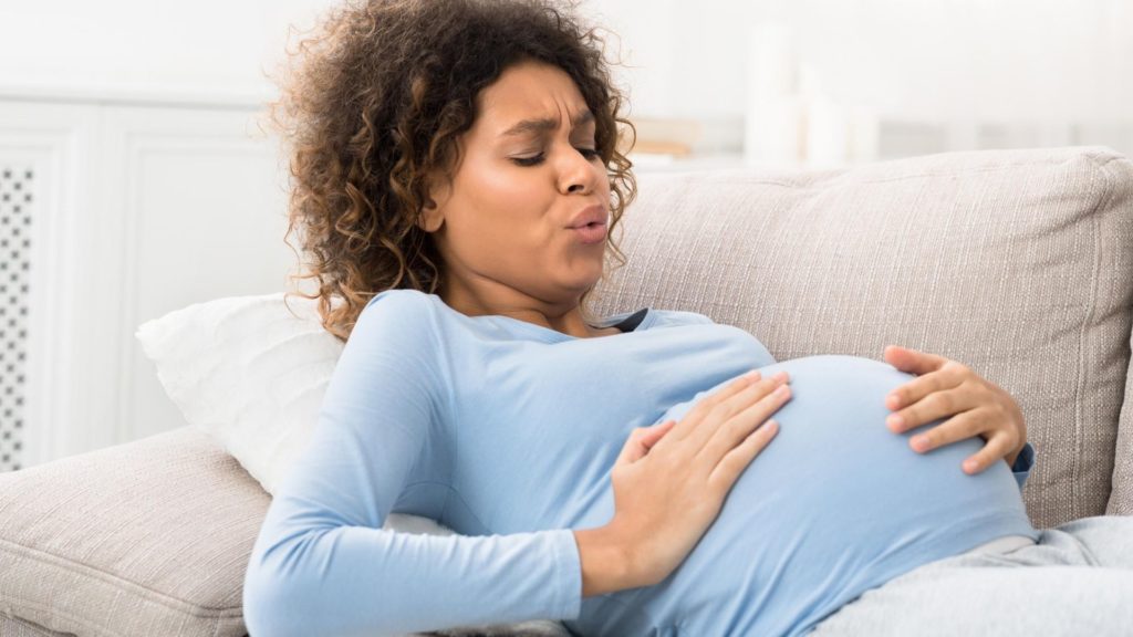 african american woman having contractions
