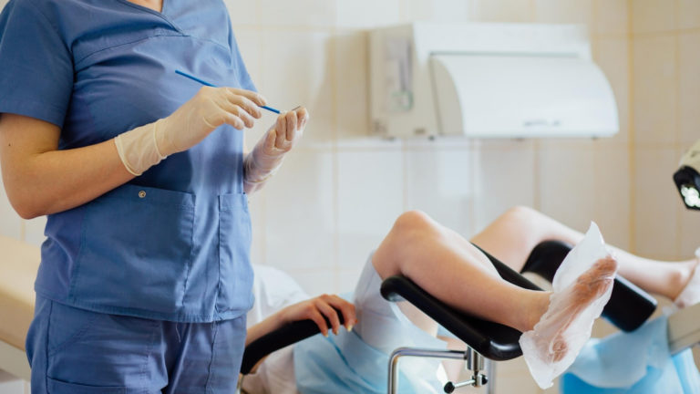 woman receiving a pap smear