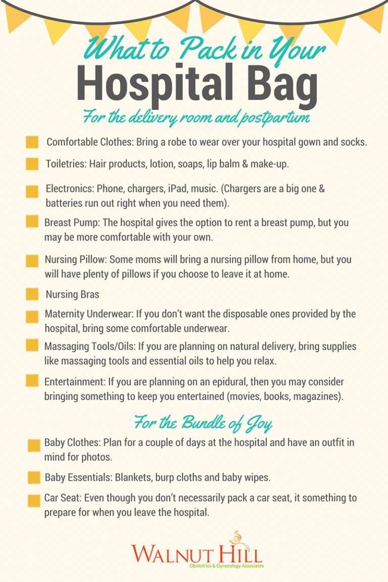What to Pack for Your Hospital Bag Checklist Walnut Hill OBGYN