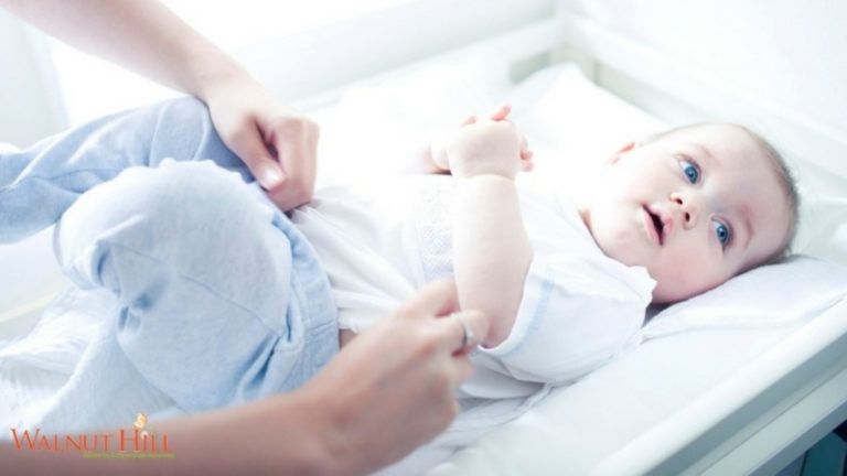 baby on a changing table