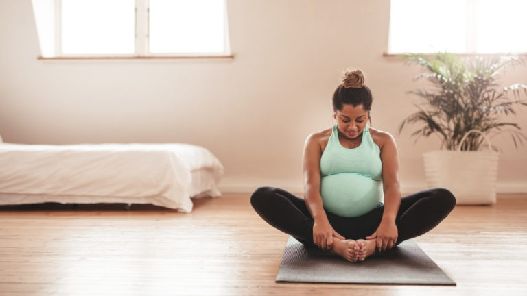 pregnant woman stretching